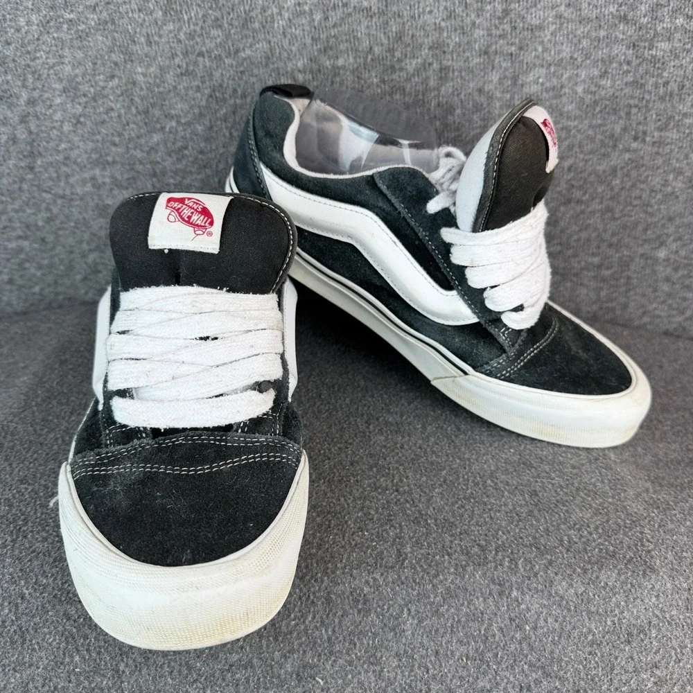 Vans Knu Skool Black White Suede Chunky Skate Shoes Mens 9.5 Low Top VN0009QC6BT